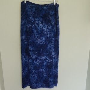 Vintage Elegant Blue Floral Skirt